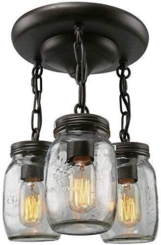Lámpara de techo retro de 3 luces en hierro negro que transforma la luz de tu salón
