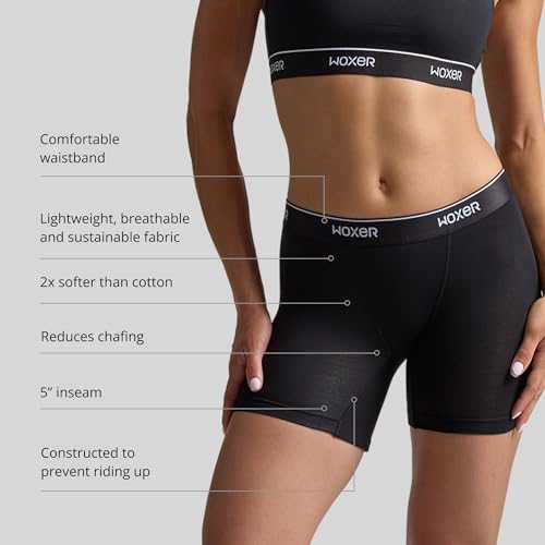 Image of Woxer Boxer Shorts for Women - 5 inch Baller Boy Shorts Underwear, Soft Modal, Chafe Free - Breathable & Moisture-Wicking