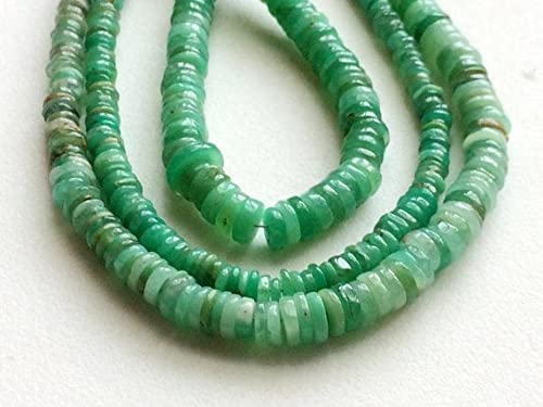 LKBEADS 1 pasmo naturalnych koralików z chryzoprazu, naturalne zacienione zielone koraliki dystansowe z chryzoprazem, naszyjnik z chryzoprazem, 4-6 mm, 45 cm