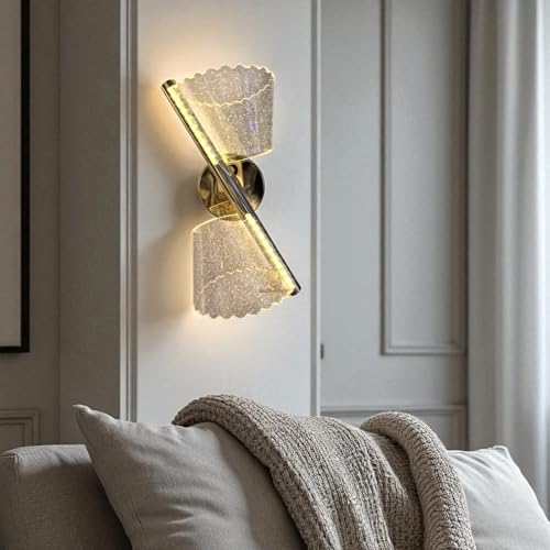 Image of Glowave Golden Acrylic Light Spiral Design Wall Lamp Light for Living Room Bedroom Bedside - Tricolour (White, Warm White, Natural White) (371)