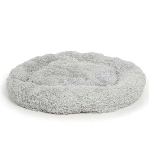 Wallace & Jones | Hundebett Ceddie - Flauschiges Hundekörbchen, Schlafkörbchen rund - hellgrau | ca. Ø 115 cm