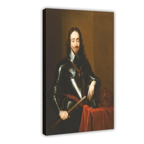 Portrait du roi Charles I par Van Dyck, impression sur toile 20x30 cm avec cadre