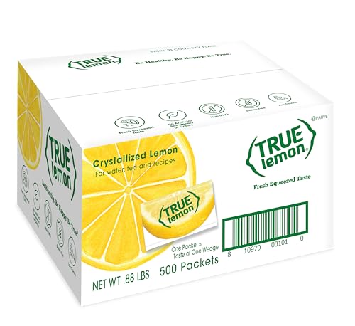 True Lemon 500ct (Pack of 1) - Water Enhancer - Bulk Dispenser - 0 Calorie Drink Mix Packets For Water - Sugar Free Lemon Flavoring Powder Packets