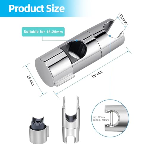 Duschkopfhalterung,Verstellbar 18–25 Mm Duschhalterung,Rostfrei Duschbrause Halterung,Kein Bohren Erforderlich Handbrause Halterung,Passend FüR Handbrausenhalter Mit Gleitstange,Drehbarer Brausehalter