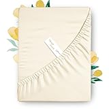 Carressa Linen 100% Egyptian Cotton King Fitted Sheet - 800 Thread Count 16' Deep Pocket, Durable Sateen Weave, All-Around Elastic, Head/Foot Side Indicators, Ivory