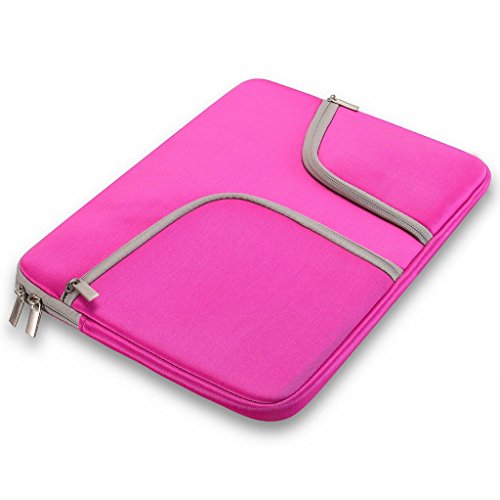 UESWILL Neoprene Soft Sleeve Bag Briefcase for 15 inch MacBook Pro/and Laptop up to 15.4 inch Ultrabook Chromebook Notebook Netbook Computer Tablet + Microfibre Cleaning Cloth,(Hot Pink)