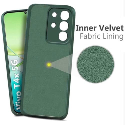 Image of Soft Silicone Liquid Back Cover Compatible with Vivo T4x 5G / iQOO Z10x 5G -Green