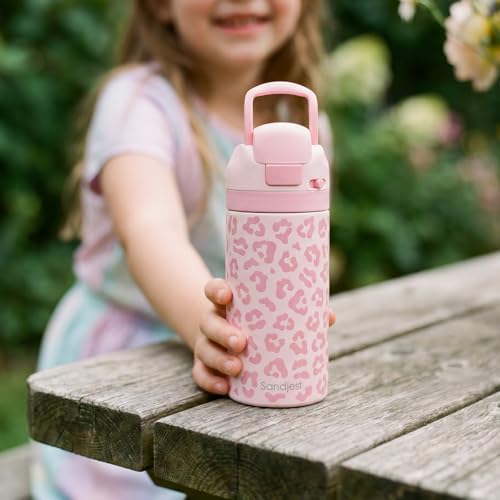 Image of Leopard Skin Kids Insulated Stainless Steel Water Bottle 16 Oz, Travel Tumbler for School, Sports for Girls, Birthday, Back To School