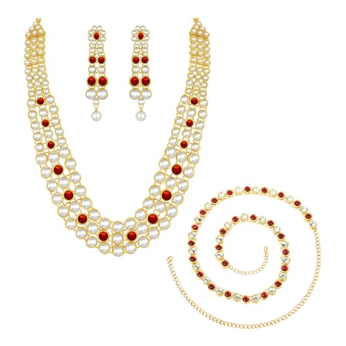 Image of Peora Anuskha Sharma Inspired Kundan Necklace & Jewelry Set Gift For Women
