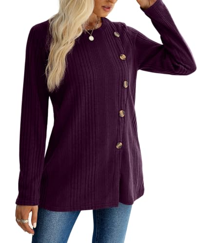 Image of XIEERDUO Long Sleeve Tops for Women Tunics Buttons Front Slit