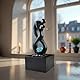 Zen’Light - Moderner Zimmerbrunnen Amor Schwarz mit Farbigem LED-Licht - Abnehmbare Skulptur - Zeitgenössische Innendekoration - Geschlossener Kreislauf mit Rotierender Kugel - 31x14x14cm