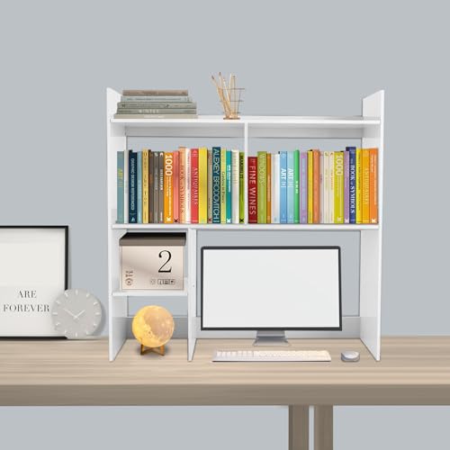 Deturprostore 3-Tier Desktop Bookshelf, Multi-Cube Countertop Storage Hutch with Removed Partition Panels, White Desk Display Organizer for Office Dorm Bedroom File Magazine Book Stationery Storage - Image 9