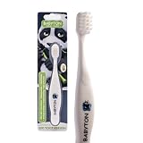Babyton Spazzolino da denti biologico, ecologico, setole morbide per bambini, manico ergonomico, materiale biodegradabile in pannocchia di mais (Panda)