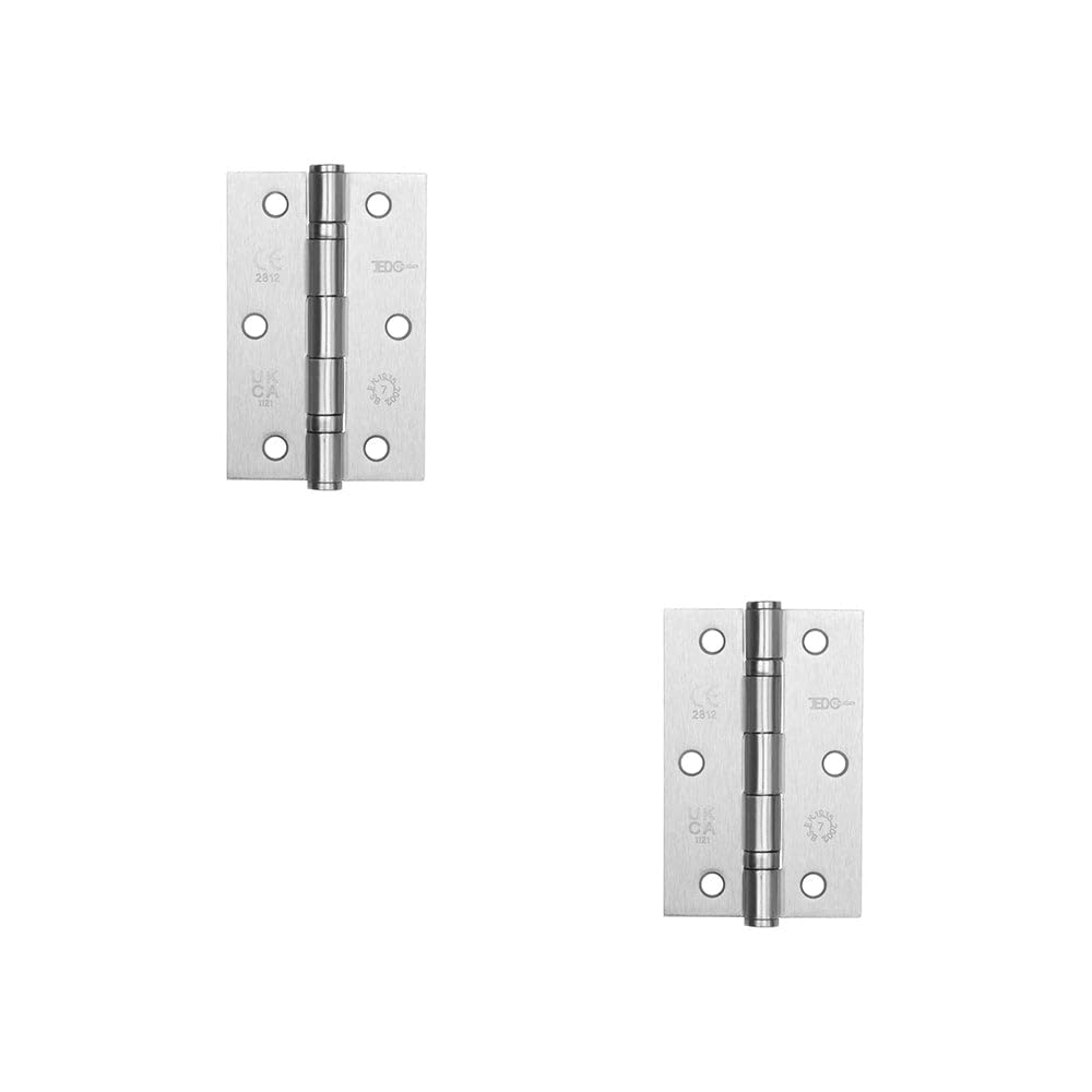 Loops Satin Chrome 2 Pack Premium Steel Ball Bearing Hinge 89X58mm For Smooth Operation - Door Hinges