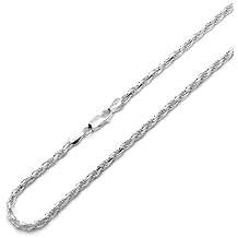 DoubleAccent Sterling Silver Necklace 4mm High Polished Rope Chain Necklace 16, 18, 20, 22, 24, 26, 28, 30 Inch