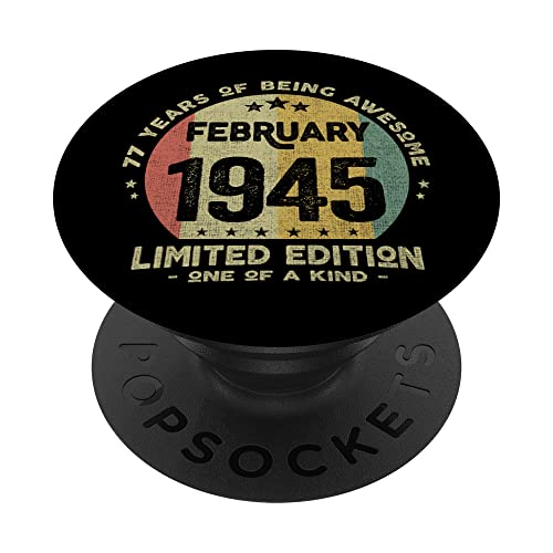 Regalo 77 años Cumpleaños Hombre Mujer - Febrero 1945 PopSockets PopGrip Intercambiable