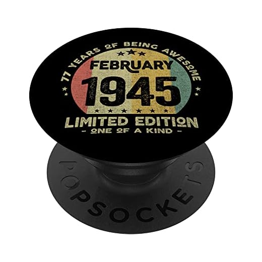 Regalo 77 años Cumpleaños Hombre Mujer - Febrero 1945 PopSockets PopGrip Intercambiable