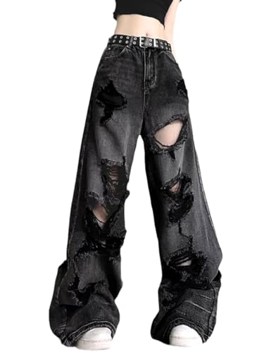 Lafaguw Baggy Jeans for Woman Men Ripped High Waisted Straight Leg