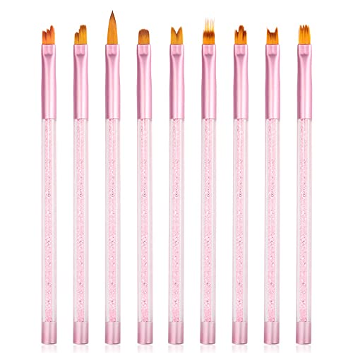 Douborq 9 Pcs Nail Brush Pen Gradient Painting Brush Set Uv Gel Flower Drawing Tool For Professional Salons And Home Diy Nail Art (Pink 9 Pcs/Set) #TOP1
