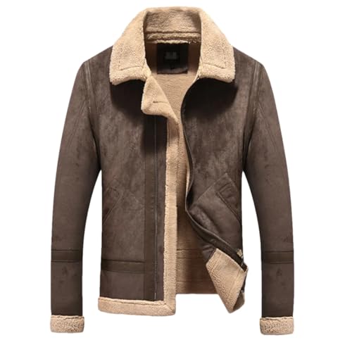 Veste en daim homme gris foncé XL avec doublure chaude en fausse laine d'agneau pour hiver