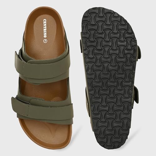 Image of Centrino Men's Berkin-Style Slip-On Sandals | Open Toe Design | Soft PU Footbed | Lightweight & Comfortable | Arch Support | On-Grip Sole | Casual Outdoor Wear (9207)