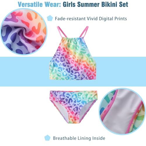 Image of Girls 3 Piece Swimsuits for Teen Girls Bikini Set with Skirt Hawaiian Bathing Suits Beach Swimwear 3-16 Years