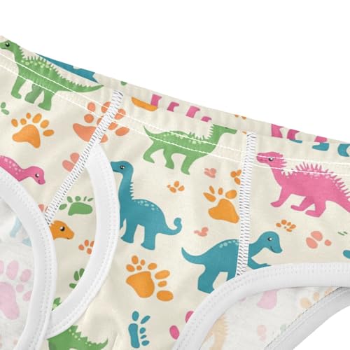 Wusikd Colorful Dinosaurs Boys' Underwear Cotton Paw Print Boys Briefs Soft Toddler Underwear 2T4