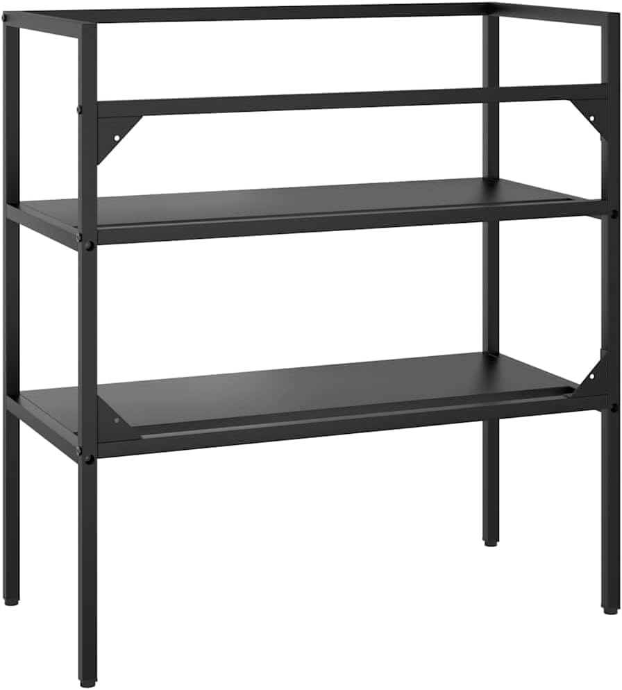 vidaXL Black Iron Bathroom Washbasin Frame - Weather- Powder-Coated Console Sink Stand, Easy-to-Clean, 31.1"x15"x32.7" Storage Furniture