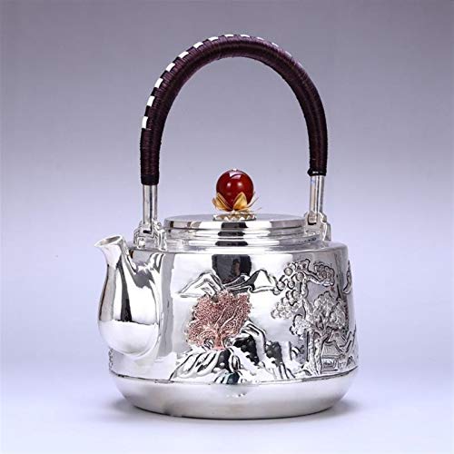 Teiera d'Argento hkrstssxj Pot Silver Silver Teaktettle Pot Handmade Water Water Waterware Sterling Silver Silver… - immagine 3