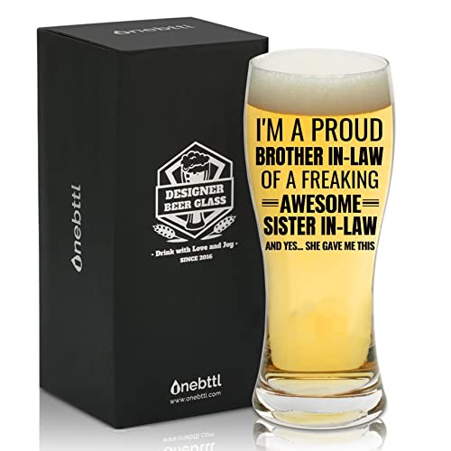 Onebttl Gifts for Brother in Law from Sister in Law, Beer Glass Funny Gift Idea for...