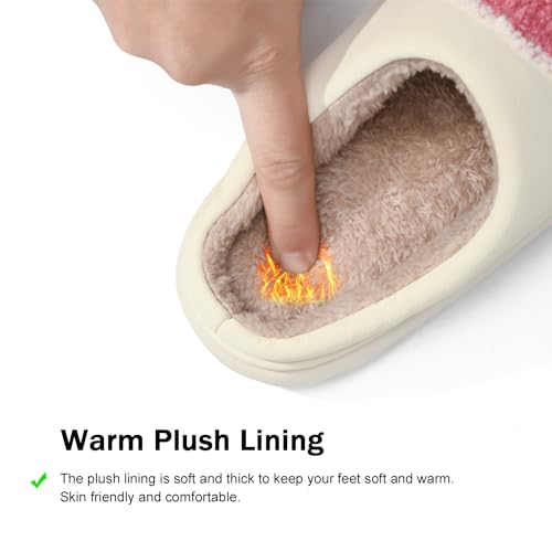 MOLATIN Cute smiling face Slippers for Women and Men，Women's Men's Retro Preppy Happy Face Slippers,Plush Slip-On Warm House Slipper for Winter,Non-slip PU Flat Slides3