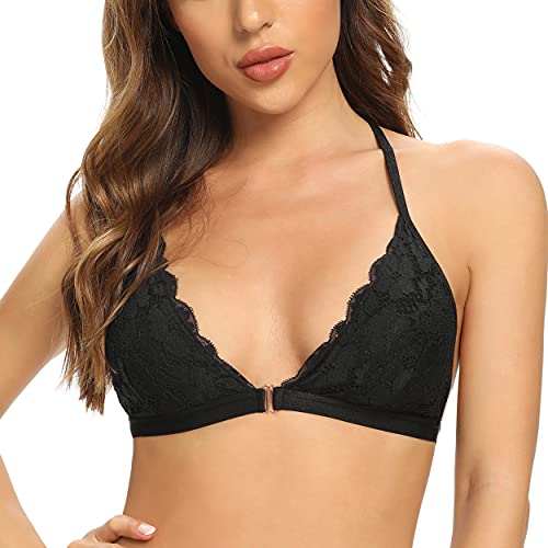 Brassière en dentelle avec fermeture à l'avant SHEKINI pour un maintien sans fil