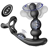 Zenvester Sex Toys for Men, Anal Vibrator Prostate Massager with Cock Ring, Male Sex Toys with 3 Rotating & 10 Vibrating Modes, Butt Plug Anal Beads for Adult Couples with Remote