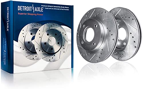 Image of Detroit Axle - 3pc Front Drilled Rotors Right Brake Caliper Replacement for 1996-2005 Honda Civic 2010-2014 Insight 1997-2000 Acura EL: 10.32'' inch Rotor