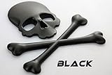 Emblem ☼ METALL Totenkopf Knochen 3D Aufkleber Skull Auto Motorrad Roller PKW Sticker Emblem (Schwarz)