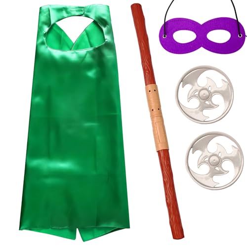 Disfraz Ninja Infantil con Capa y Máscara Verde miniatura 2
