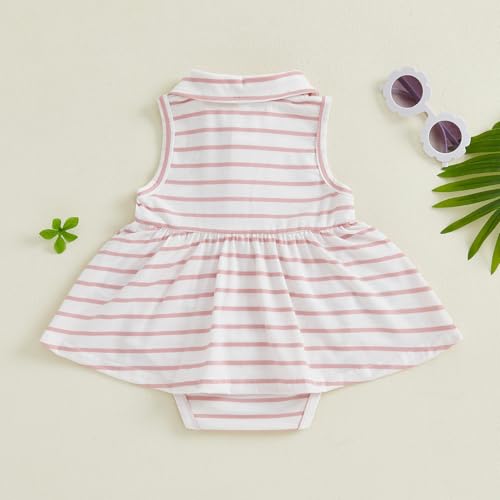 Newborn Baby Girl Golf Outfit Golf Onesie Romper Polo Dress Sleeveless Striped Bodysuit Infant Summer Clothes4
