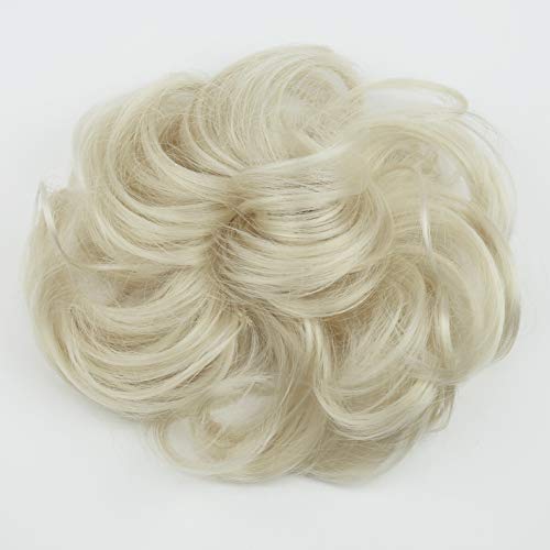 PRETTYSHOP Scrunchy Bun Up Do Hair piece Hair Ribbon Ponytail Extensions Wavy Messy platinum blonde # 613 G16A