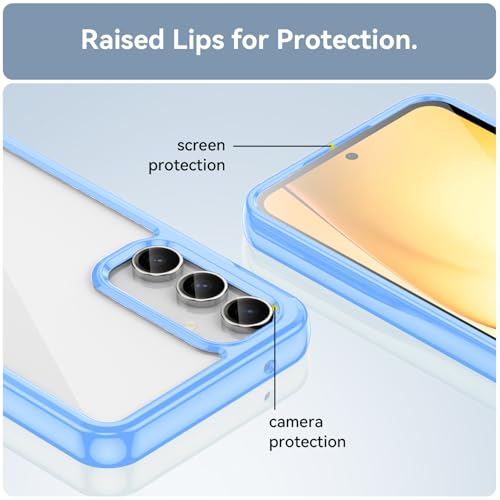 Image of HOOMIL Case for Samsung Galaxy S23 FE 5G 6.4-Inch, Non-Yellowing, Drop Protection, Anti-Scratch, Transparent Hard Back Phone Cover - Blue