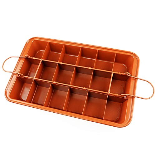 Molde para brownie con divisores y base suelta antiadherente para hornear brownie bandeja precortada Cover
