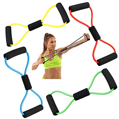 the28 Home Gym Toner Yoga Resistance Bands Expander Stretch Rope 8 Shaped Resistant Exercise Bands Fitness Bands Rubber Tension Rope 4 Piece