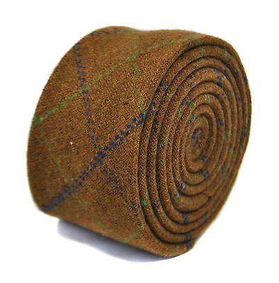 Frederick Thomasbrown with green and blue check 100% wool tweed tie