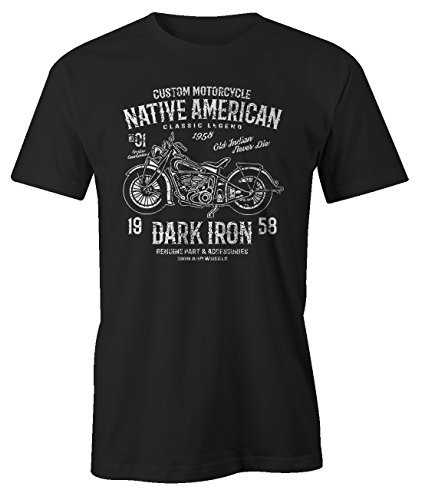 RiotBunny Custom Motorcycle Dark Iron Two Wheels Old Indian Classic Retro T-Shirt Camiseta Hombres Negro Medium