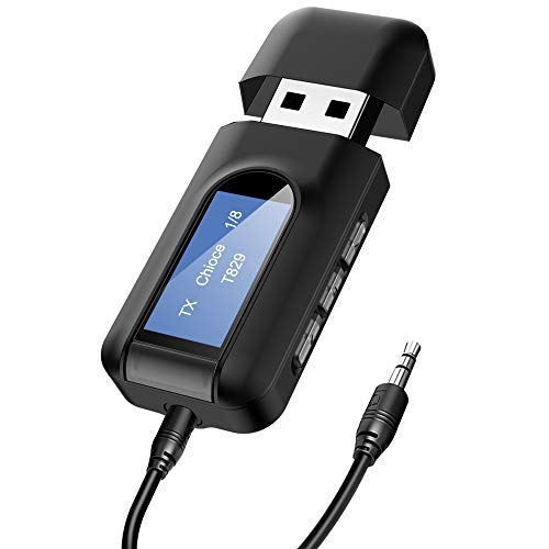 Bluetooth Transmitter Receiver for TV 2-in-1 Bluetooth USB Transmitter for TV Mini Wireless Audio Adapter 3.5mm Audio Bluetooth Adapter for TV/PC/Car/Speaker/Home Stereo/Airplane,Gym-Plug and Play
