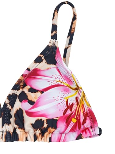 Image of Girl's 3 Piece Sets Floral Print Bikini Swimsuit High Waisted Bathing Suits with Beach Skirt Coverups