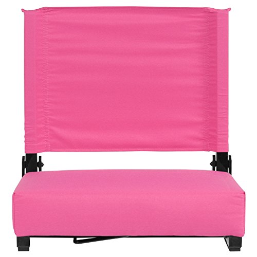 Flash Furniture Grandstand Comfort Seats By Flash - Pink Stadium Chair - 500 Lb. Rated Folding Chair - Carry Handle - Ultra-Padded Seat #TOP6