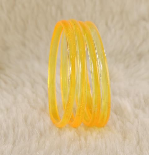 Image of STYOLLO Viral Jelly Plain Transparent Glass Kada Set For Women & Girls | Kanch Kada For Girls | Daily Ethnic Traditional Jewelry | Glossy Classic Fashion Kangan For Wedding, Festive & Parties - Set Of 4