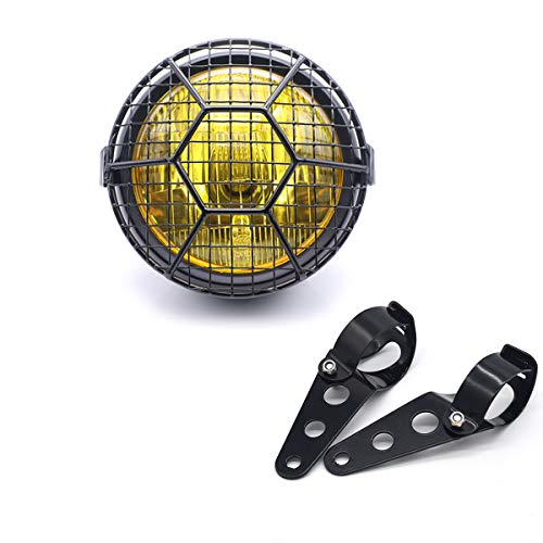 evomosa Fanale Anteriore Alogeno per Motocicletta, Retro 6 pollici Universale Lampada Frontale per Moto con Copertura per Paralume