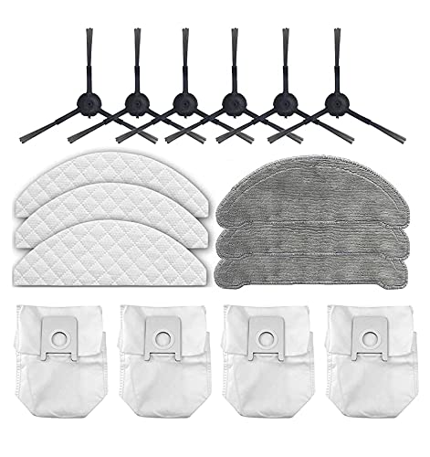 16 Pack Attachment Kit for Xiaomi RoidMi EVE Plus Vacuum Cleaner, 6 Side Brush, 4 Dust Bag, 3 Mop Rag, 3 Disposable Rag