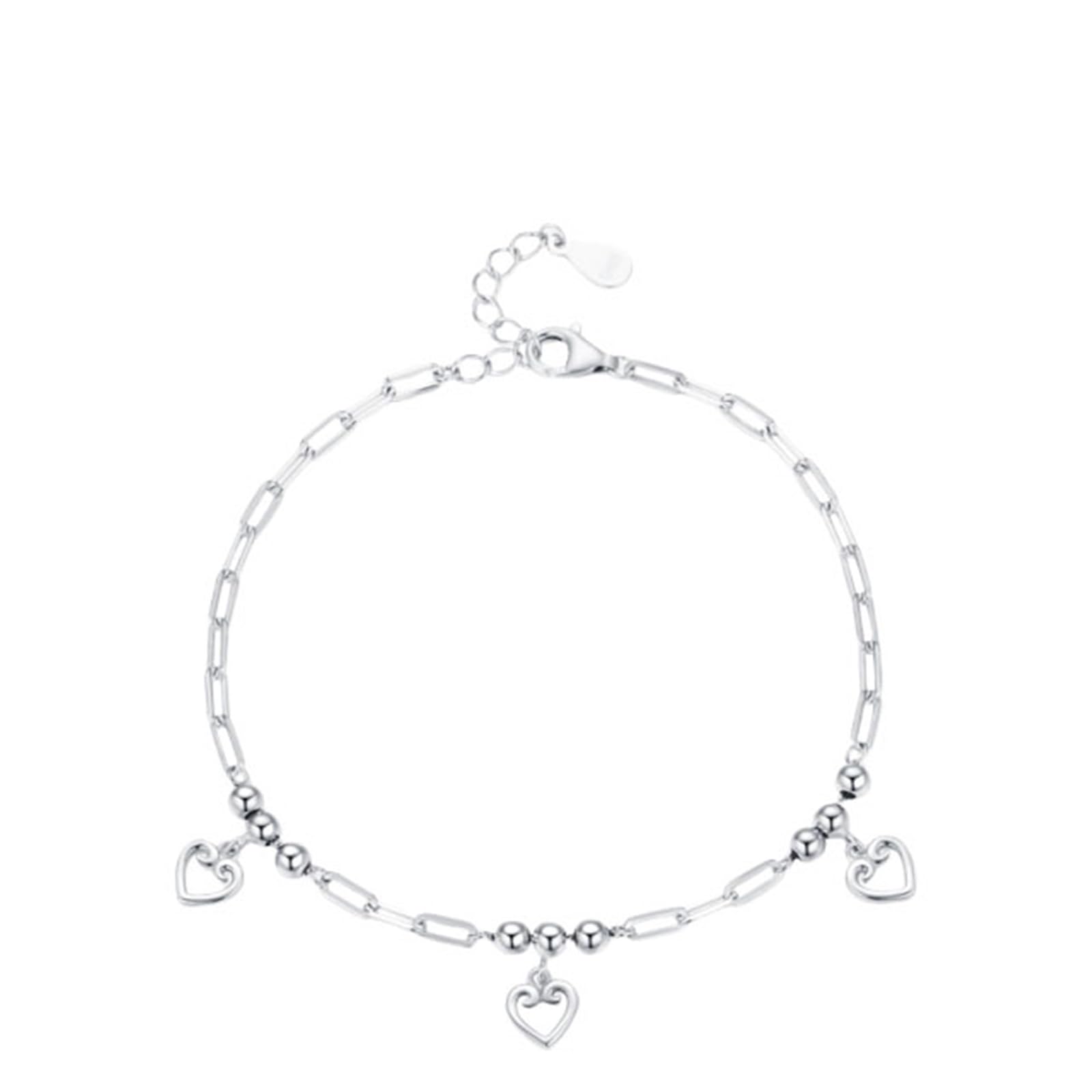 Pulsera de promesa para novia, pulseras de piedra natal de corazón sin piedras preciosas para mujer, oro blanco de 9 K, 14 quilates, 18 quilates, PT950